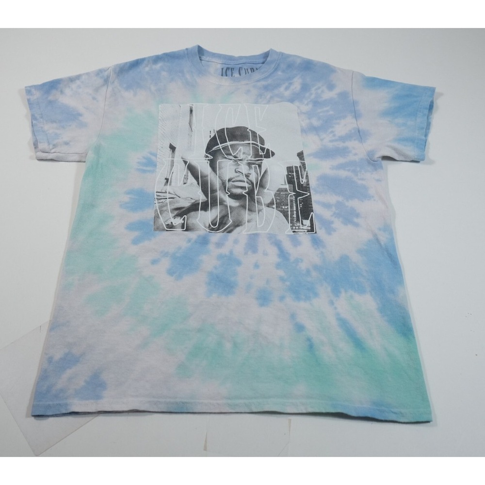 Ice Cube T-Shirt Mens M Blue Tie Dye Graphic Short Sleeve Hip Hop Rap Tee